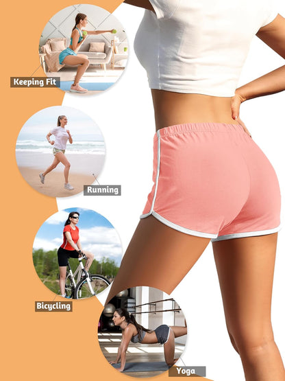 4 Pack Yoga Short Pants Cotton Sports Shorts Gym Dance Lounge Shorts Dolphin Running Athletic Shorts for Women